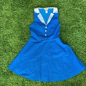 Yellow Star Blue Polka Dot Dress | Modcloth